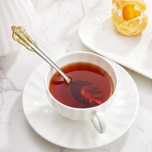 KEAWELL Premium Luxury 4-Piece 6-Inch Tea Spoon Set (Gold Accent) - color: Gold Accent