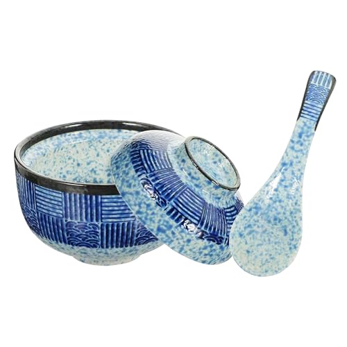 Japanese Ceramic Soup Bowls with Lid & Spoon