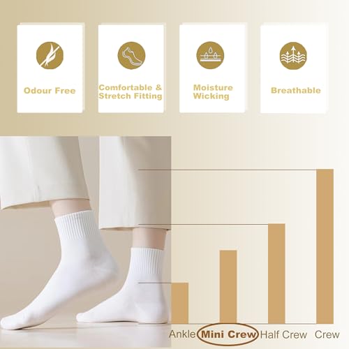 Women's Cotton Quarter Crew Socks - color: 01 White - 5 Pairs