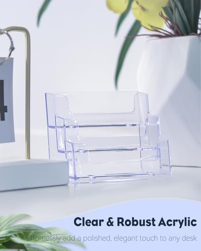 Uniclife Acrylic Business Card Holder for Desk, 3 Slots, 180 Card Capacity - color: 3 Slot, size: 1 Pack