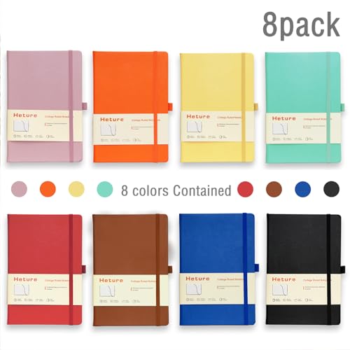 Heture 8 Pack Lined Journal Notebooks, A5 Hardcover Notebooks - color: Assorted Color, size: 8 Pack