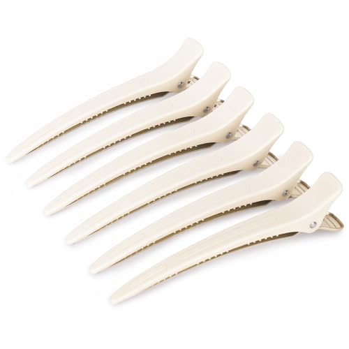AIMIKE 4.8" Hair Clips for Styling, No-Crease Duckbill Clips, 6-Pack - color: Desert Titanium