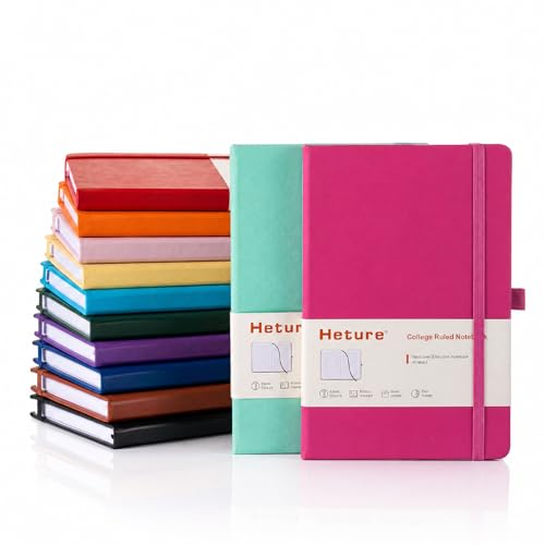 Heture Hardcover Notebooks, A5 Lined Journals Notebook for Writing 160 Pages, 8.2 x 5.5 inch, Colors Classic Ruled Notebooks for College/Work/Travel (Assorted Color, 12 Pack) - color: Assorted Color, size: 12 Pack