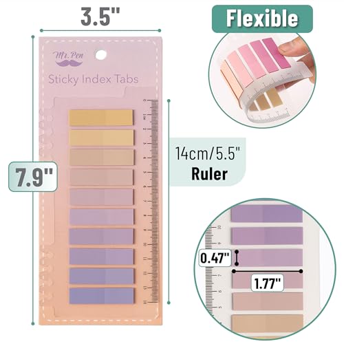Mr. Pen- Colorful Sticky Tabs, 16 Sets, 3200 pcs, Translucent Page Markers - color: Pastel, size: 3200 Pcs