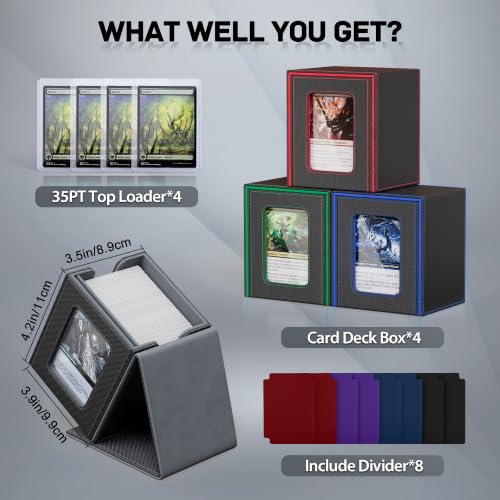 ZLCA 4 PCS MTG Commander Deck Box, Holds 110+ Double Sleeved Cards - color: 4pcs-Multicolor, size: B-Vertical-Commander