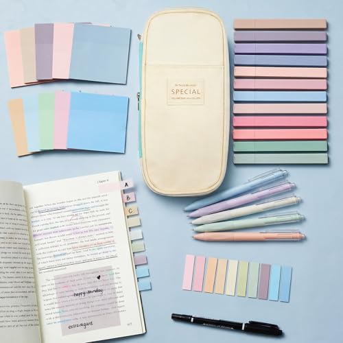Jutom 39 Pcs Aesthetic Book Annotation Kit,Mint Green,Cute Style - color: Green Beige, style: Cute Style