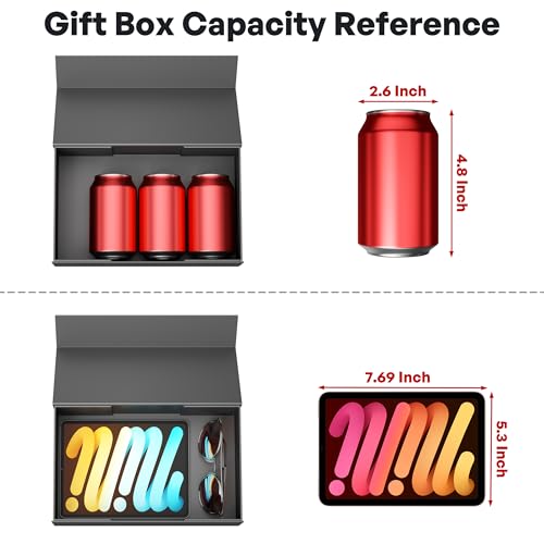 RYDDOY Black Gift Box, 9.5x6x3'' Gift Boxes with Lids for Presents - color: Black, size: 9.5 x 6 x 3 Inch