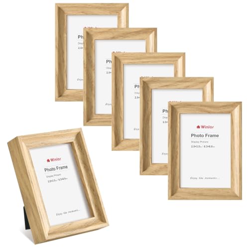 2.5x3.5 Mini Picture Frames Set of 6, Small Polaroid Photo Frame with HD Glass, FSC Certified Eco MDF Wood, Tabletop Desk & Wall Display for Instax Film, Baby Nursery Decor, Wallet Size, Natural - color: Glass-Natural
