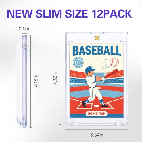 Magnetic Card Holder, 12 Pack 35PT Clear Baseball Trading Card Cases
