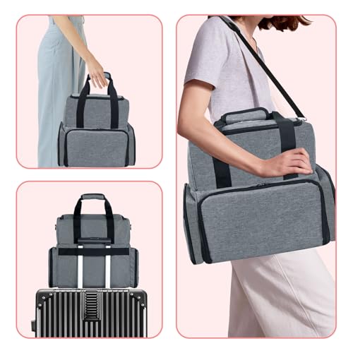 ALSLEA Nail Polish Organizer 3 Layers Holds 70 Bottles (15ml - 0.5 fl.oz) Portable Gel Nail Kit Organizer Case for Nail Lamp Travel Nail Supplies Bag with 2 Removable Nail Polish Holder Pouches (Gray) - color: Gray, size: 70 slots