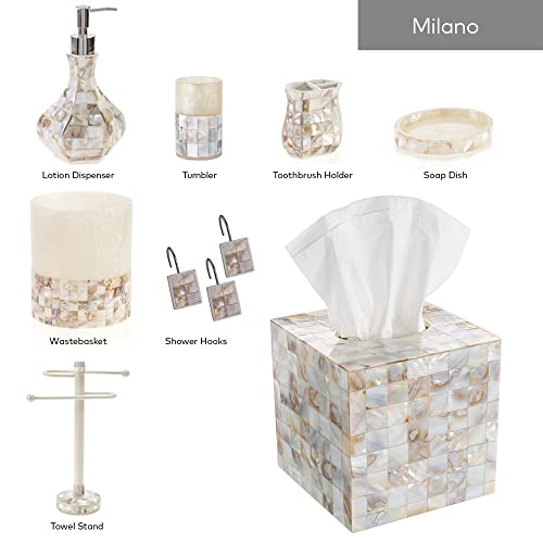 Creative Scents Milano Small Bathroom Trash Can 1.58 Gal / 6L - Decorative Bathroom Wastebasket with Beautiful Mother of Pearl Shells; Modern Round Waste Basket for Room, Bedroom or Living Room - style: Trash Can