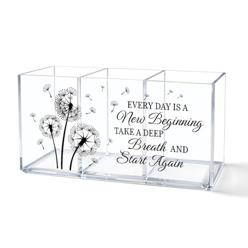 Every Day Is a New Beginning Acrylic Pen Holder 3 Compartments - color: Transparent054