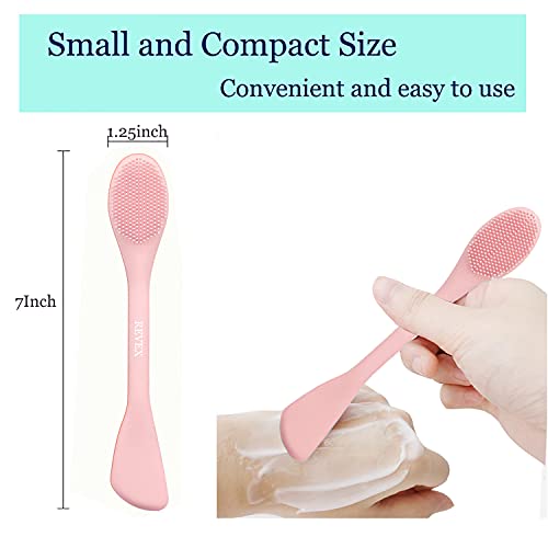REVEX Silicone Face Mask Applicator,Face Scrubber,Exfoliating Pore Scrubber,Pore Cleaning Brush,2Pcs Mask Applicator Tool for Facial Mud,Face Brush for Women Men.(Pink+Gray) - color: Pink+Gray