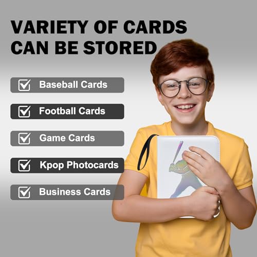 400 Pockets Baseball Card Binder, Laser Silver Hot Stamping Cover,W633 - color: Dazzling Baseball-400