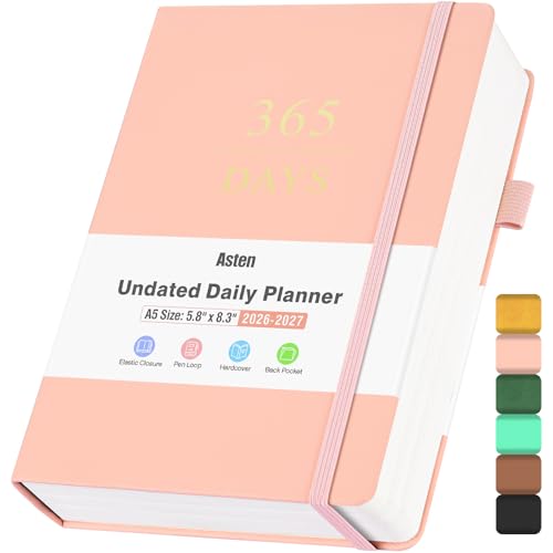 Undated Daily Planner with To Do List, 365 Days Planner for ADHD (A5, Pink) - color: Pink
