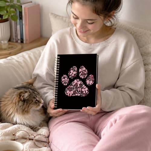 VONTP Coquette Pink Bow Dog Spiral Notebook, 5.5x8.3 Inch - color: 005-Dog