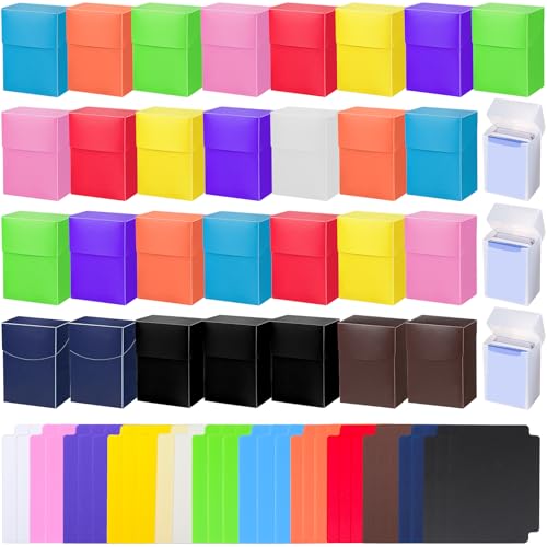 Leyndo 24 Pack TCG Card Deck Storage Box with Divider, Fits 80+ Cards Each
