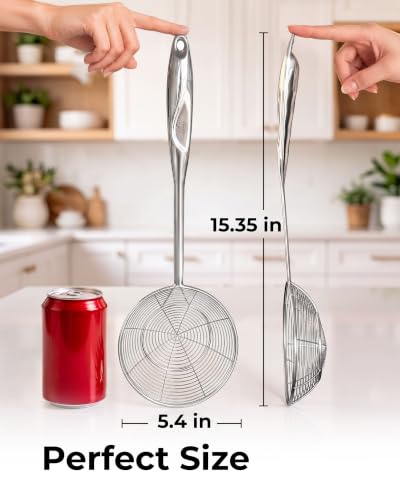 Zulay Kitchen Stainless Steel Skimmer Strainer Ladle - size: Skimmer Strainer