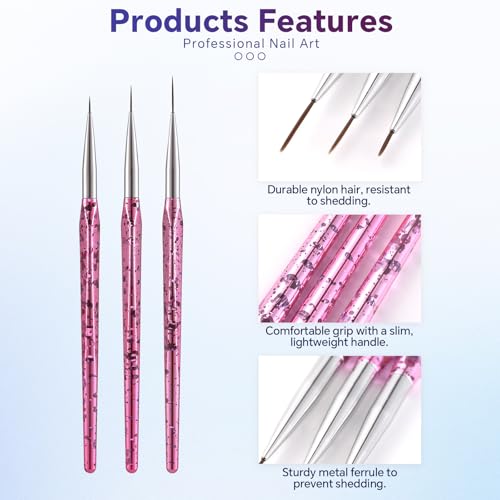 9PCS Liner Brushes for Nails Professional Long Liner Nail Art Brush - color: Set