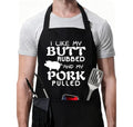 Rosoz Funny BBQ Black Chef Aprons for Men, Grill Kitchen Cooking Aprons - color: I Like My Butt Rubbed and My Pork Pulled