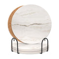 Coaster Set of 4, Ceramic Drink Coasters with Holder, 4 Inch Round (R&F) - style: 4 coasters Style F