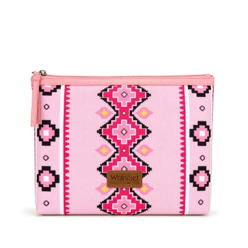 Wrangler Travel Makeup Bag Large Waterproof Cosmetic Bag for Women - color: Pink