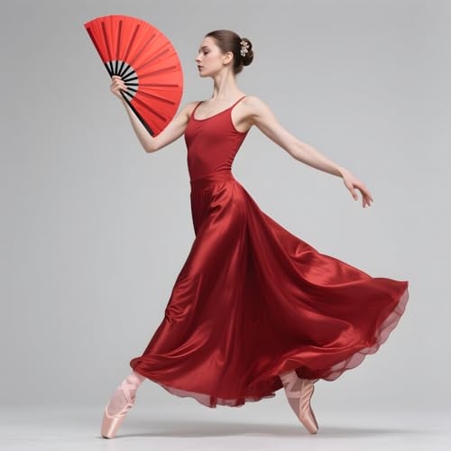 QIRMIZI 10PCS Large Folding Hand Rave Fan - Popping Fan Clacking Fans for Chinese Kung Fu, Tai Chi, Dance, Music Festivals,Carnivals, Weddings, EDM Events, Parties & Decorations,Mixed - color: Mixed