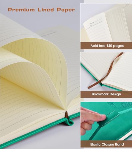 Biuwory A6 Leather Pocket Notebook, 140 Lined Pages Hardcover Small Journal - color: Blue, size: Lined-140 Pages (3.7"×5.7")