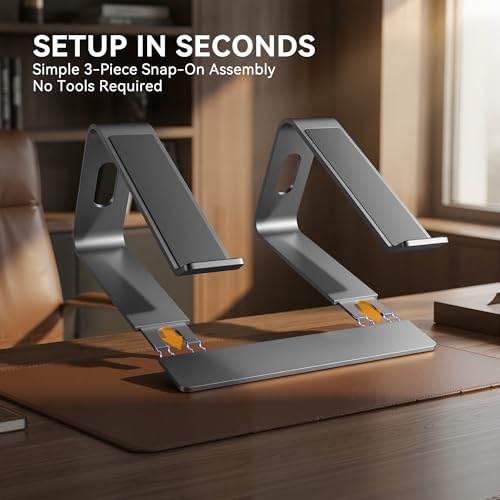 SOUNDANCE Laptop Stand, Aluminum Ergonomic Desk Riser, 10-15.6", Grey - color: C-Grey, size: For 10 to 15.6 Inches Laptop