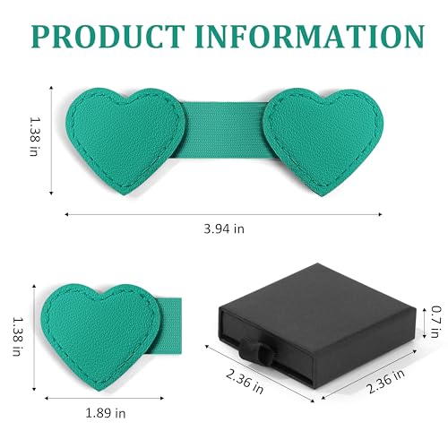 2Pcs Magnetic Leather Bookmarks with Pen Holder Gift Box, Heart-Shaped Magnetic Book Marks for Book Lover Readers Cute Leather Bookmark for Women Girls (Teal) - color: Teal