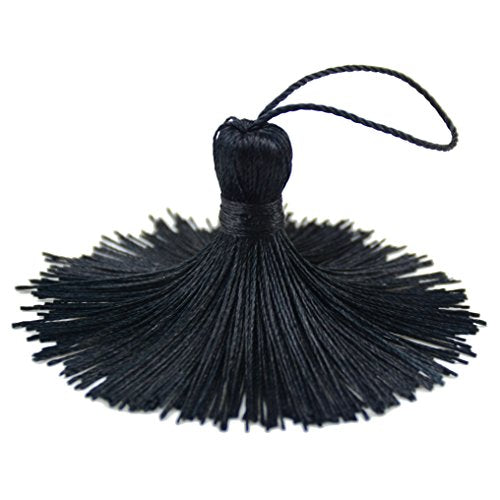 20Pcs 4.3 Inch Silky Mini Craft Tassels for Earrings, Souvenir(Black) - color: Black