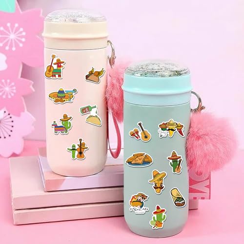 100Pcs Mexican Fiesta Stickers, Cinco de Mayo Sticker, Mexican Food Stickers Vinyl Waterproof Sticker for Adults Water Bottle Laptop Decor Cinco de Mayo Party Favors Birthday Gifts - color: Mexican