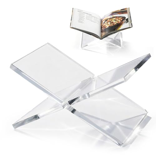 Acrylic Book Stand 12×8×6, Clear 8 mm Thick Book Holder & Display Stand for Cookbooks, Bibles, Art Books, Recipe Books, Photo Albums, Desk Reading & Coffee Table Décor - size: 8mm Thick-12*8*6in