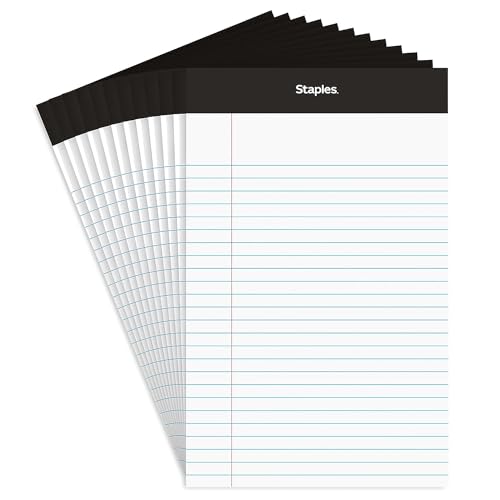 Staples Notepads, 5x8 Inch, Narrow Ruled, White, 12-Pack - style: White