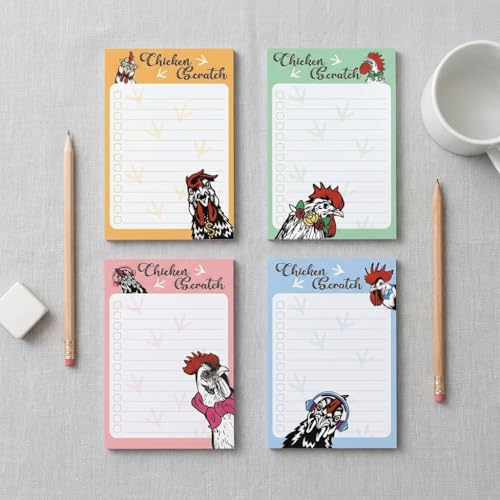 4 Pads Chicken Cute Sticky Notes 4x6 Funny Post it Notes Animal Stationary - color: Chicken