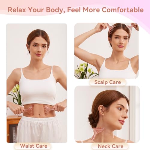 3pcs Scalp Massage Tool Head Massager Gua Sha Comb for Face/Neck/Body/Eye Massage, Promote Lymphatic Circulation Gifts,Pink Resin,Prop 65 Tested Quality - color: Light Pink