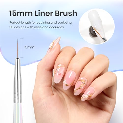 Beetles 3D Nail Art Brushes, Dual-ended Silicone Manicure Tool Gold Chrome - color: Silver White-2