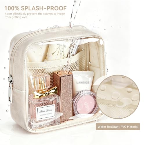 WLLWOO Clear Makeup Bag Mini Cosmetic Pouch Travel Toiletry Organizer - color: 1pcs-Mini-Beige