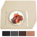 Beige Vinyl Placemats Set of 6 Waterproof Wipeable Table Mats - color: Beige