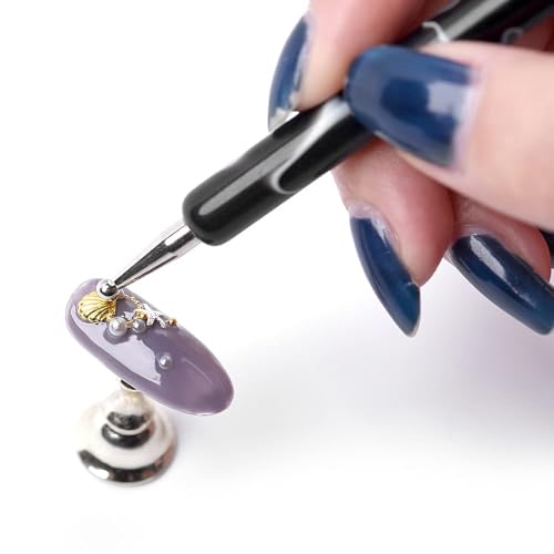 5Pcs Nail Dotting Tools Double-Ended Nail Art Embossing Stylus - color: Black