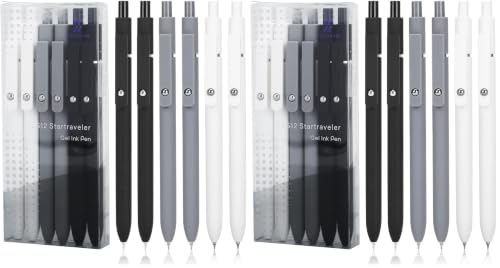 Ddaowanx Gel Pens,6 Pcs 0.5mm Retractable Quick Dry Black Ink Pens (Pack of 2) - color: 6Pcs-Black Gray White-Black Ink, size: 1 Count (Pack of 12)