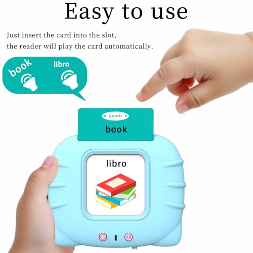 Startcan Spanish & English Talking Flash Cards for Boys 3-6, Audible Toys with Music to Learn Numbers 0-100, Letters, Phrases and More Spanish and English Vocabulary - 278 Cards and 556 Words(Blue) - color: 556-bilingual-blue (Abc, 0-100, Phrases+3 Songs)
