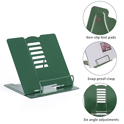 Metal Book Stand Adjustable Book Holder for Reading - color: Full Green
