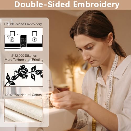 Monogram Personalized Initial Canvas Tote Bags for Women, Double-sided Embroidery Monogrammed Tote Bag Gifts - color: G