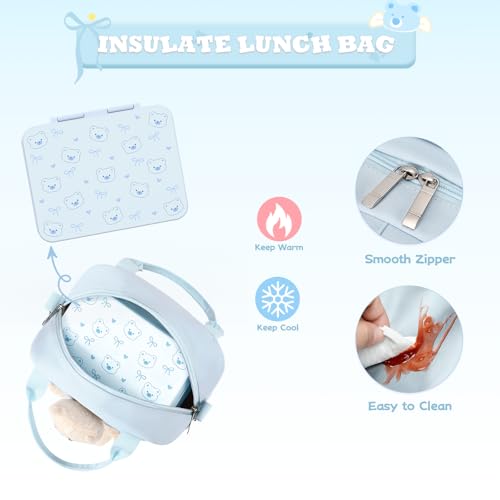 ACESAK 4PCS Backpack for Girls with Leakproof Bento Box (Blue) - color: Blue
