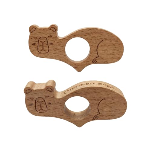 2 Pack Capybara Thumb Book Page Holder, Natural Wooden Thumb Page Holders, Lightweight Book Opener & Page Spreader, Ideal Reading Accessories Gift for Book Lovers & Readers(2.2cm/0.86")