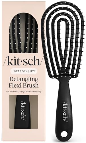 Kitsch Flexi Flow Detangler Brush, Hair Brushes For Women - Black - color: Black, size: 1 pc