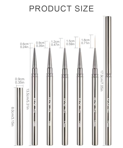 KADS 15mm Fine Liner Nail Brush Metal Handle Nail Painting Design Brush - color: 15mm (Single)