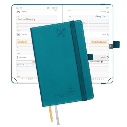 POPRUN Pocket Planner 2026-2027, Purse-4" x 6.25", Academic Pocket Calendar - color: Pacific Green, size: Pocket-4" x 6.25", style: Academic Year 2026-2027
