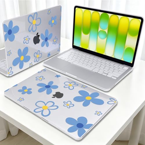 Blue Floral Clear Case for 2026 MacBook Neo 13 Inch A18 Pro A3404 - color: Minimalist Blue Floral